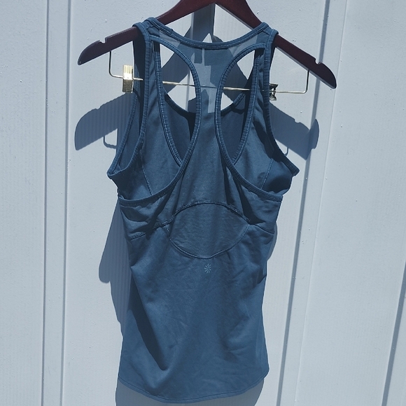 Athleta Fitted Blue Cut Out Tank Top - Picture 2 of 7